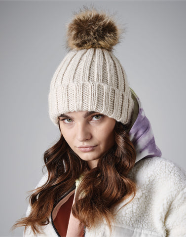 Beechfield Fur Pop Pom Chunky Beanie