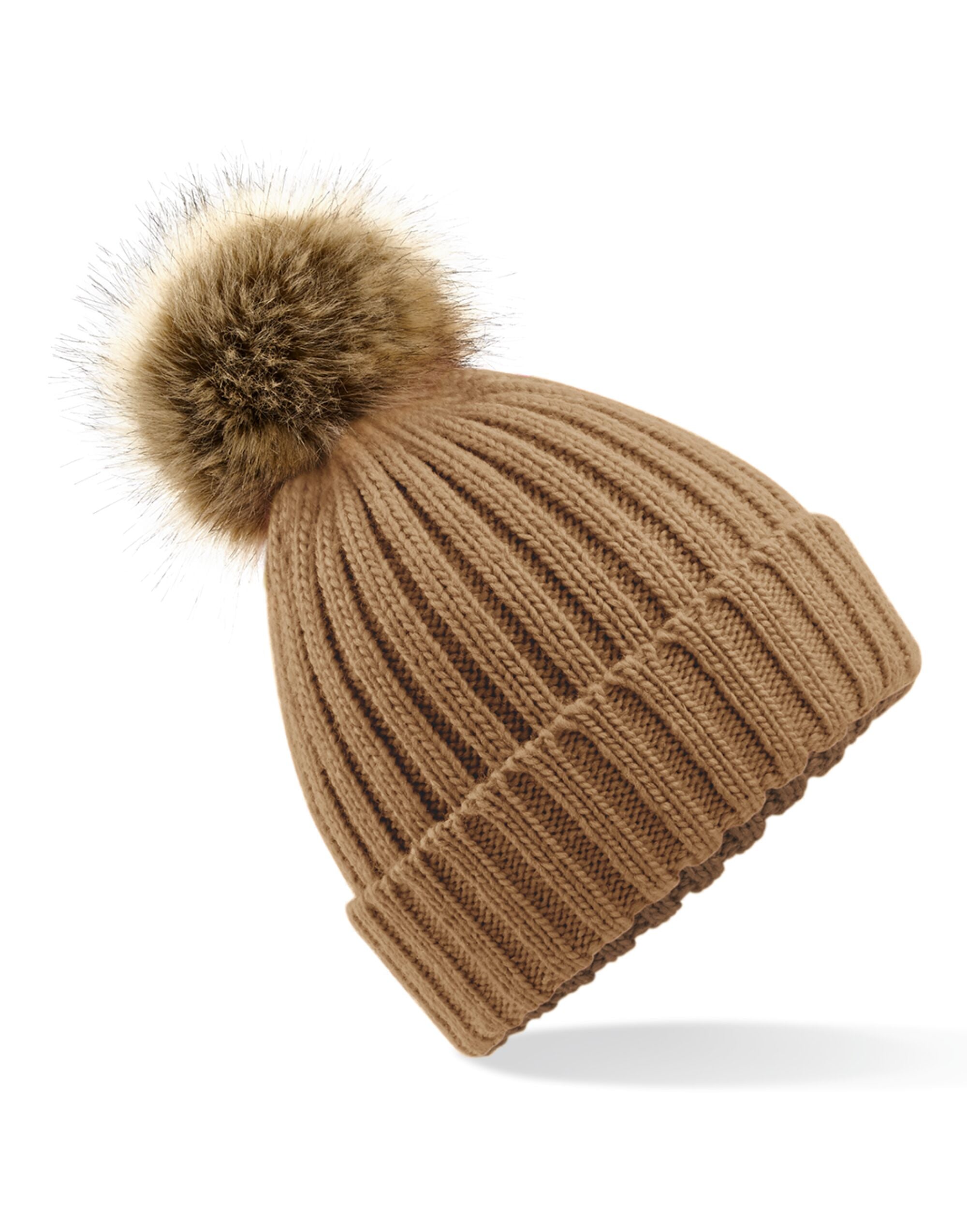 Beechfield Fur Pop Pom Chunky Beanie