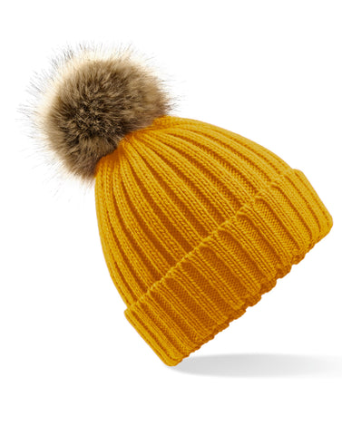 Beechfield Fur Pop Pom Chunky Beanie