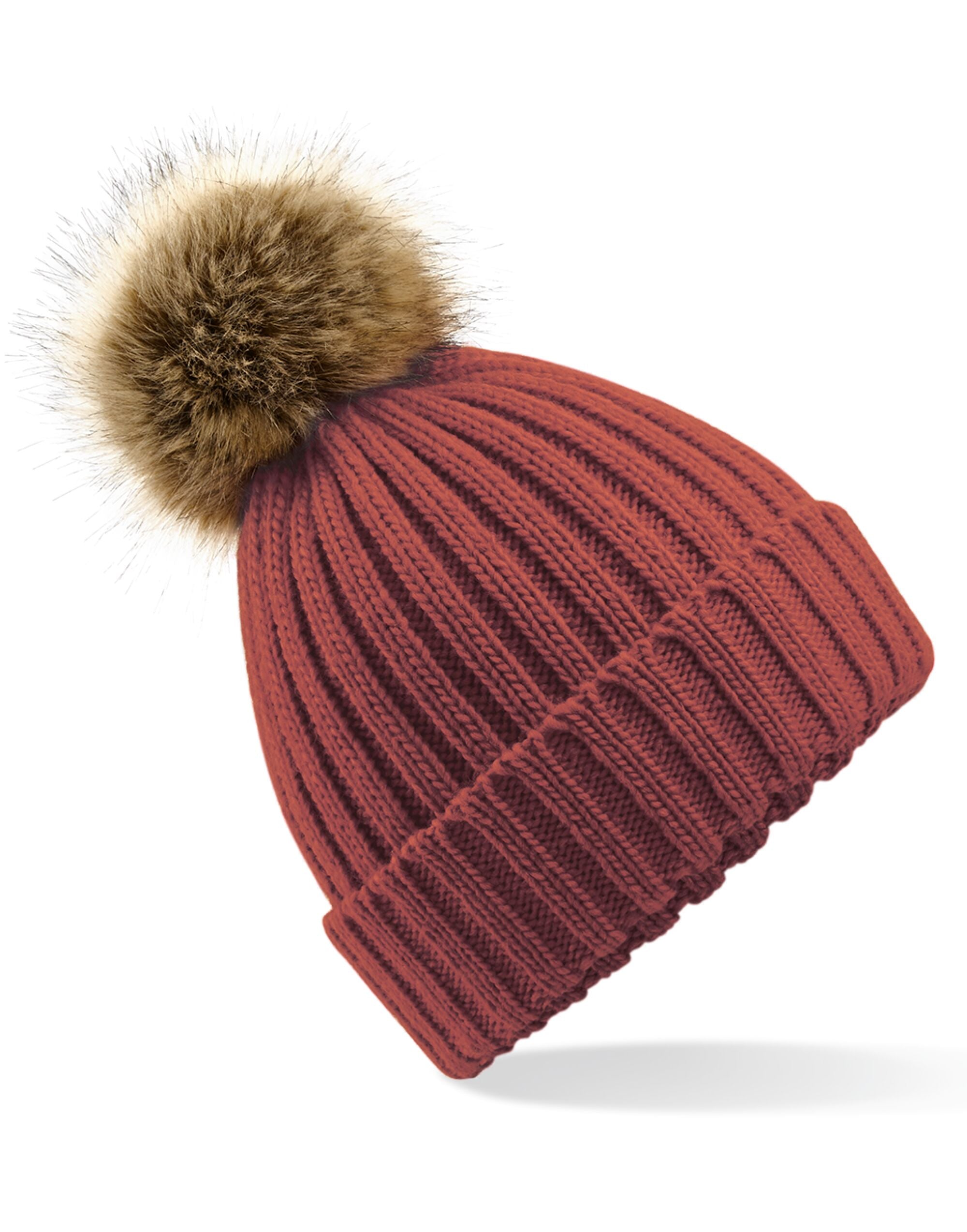 Beechfield Fur Pop Pom Chunky Beanie