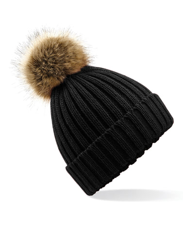 Beechfield Fur Pop Pom Chunky Beanie